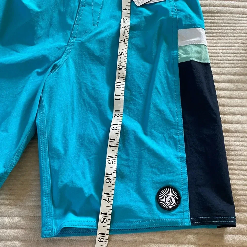 Volcom Boys Board Shorts Swim Suit Pockets Solid Blue size 20 NEW